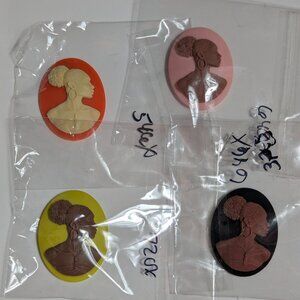African American Cameo Pieces Jewelry Making Supplies Set of 4